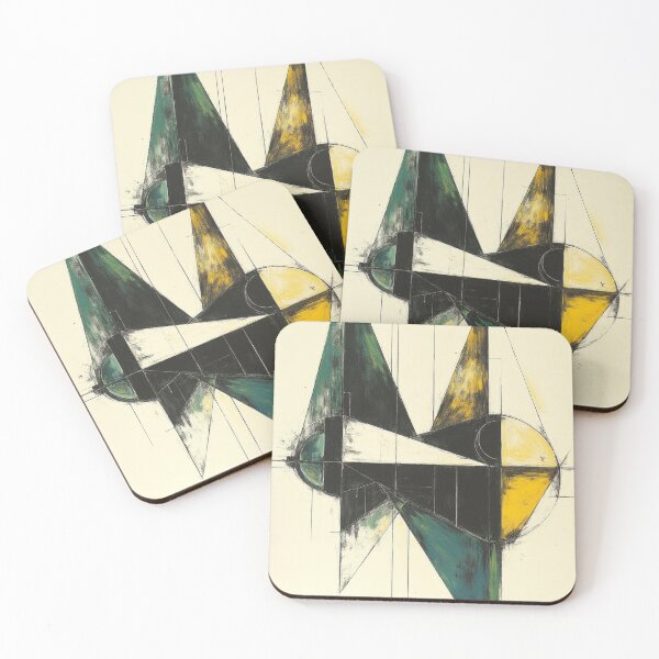 Item preview, Yellow and green shapes in motion No.8 designed and sold by MADandSANE-MArt.