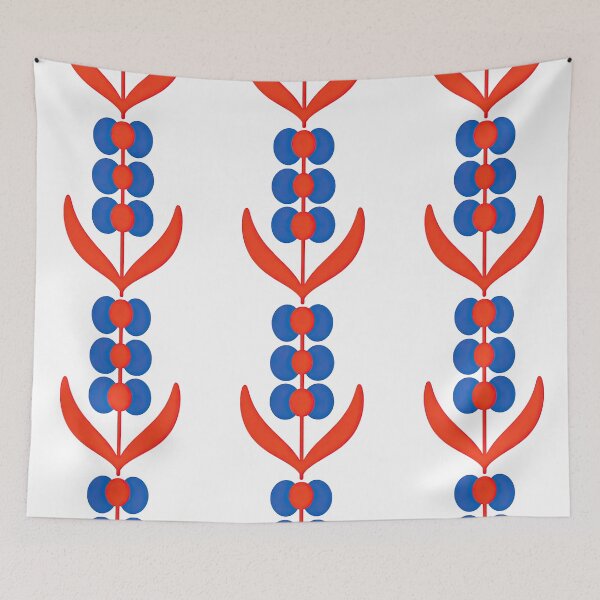 Item preview, Modern Blue and Red Geometric Flower Design designed and sold by ArtfulWeave.