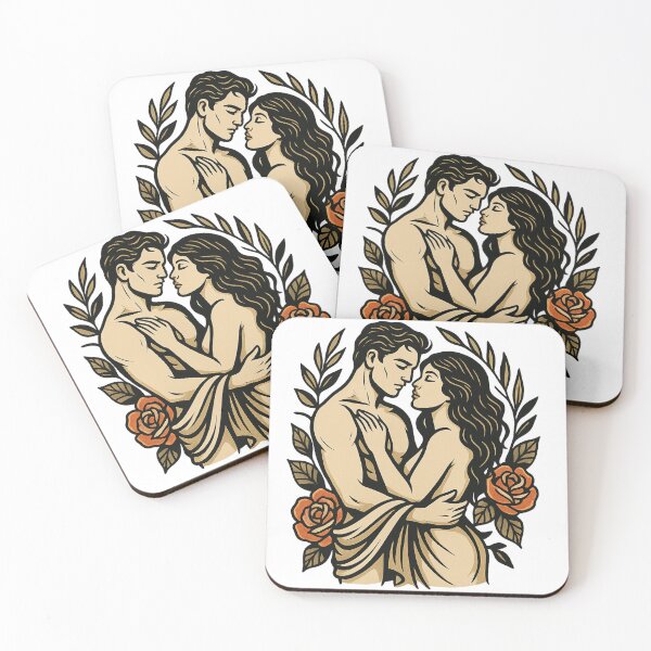 Item preview, Tattoo Style Lovers Embrace – Romantic Vintage Couple Illustration designed and sold by DramaWear.