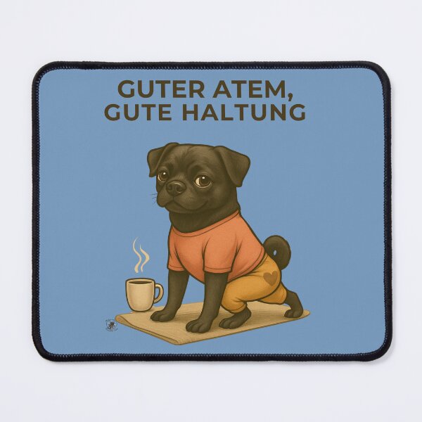 Item preview, “Good breath, good posture – Pug meets mindfulness” designed and sold by MitMopsundHerz Rosinchens_Welt.