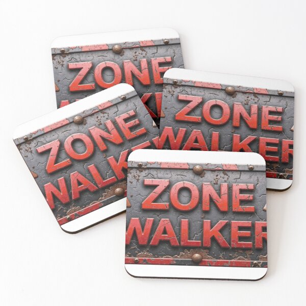 Item preview, Weathered Metal Sign with Zone Walker Text and Warning Symbols designed and sold by Creative88Art.