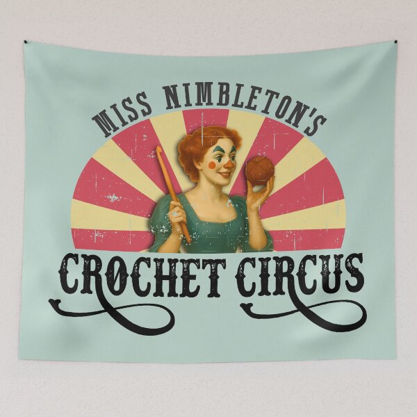 Item preview, Vintage circus Victorian woman clown crochet hook yarn designed and sold by BigMRanch.