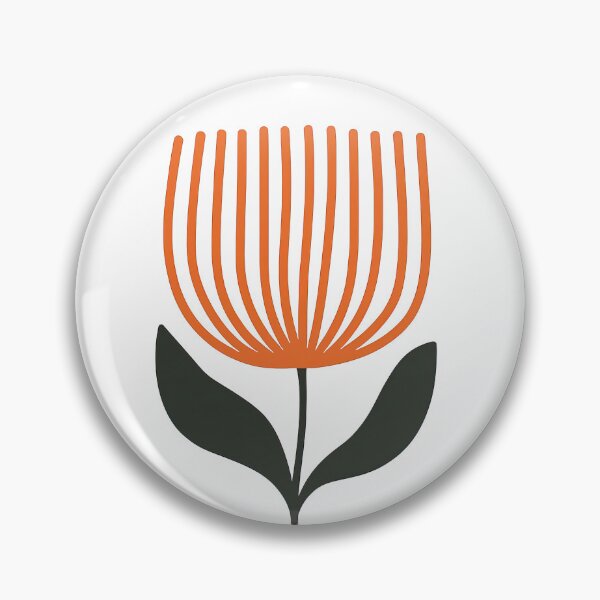 Item preview, Minimal Orange Line Flower with Dark Green Leaves designed and sold by ArtfulWeave.