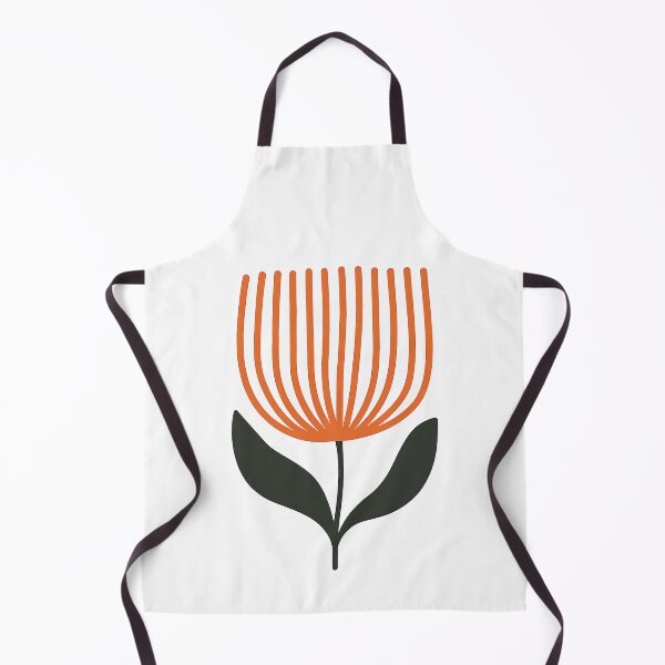 Item preview, Minimal Orange Line Flower with Dark Green Leaves designed and sold by ArtfulWeave.