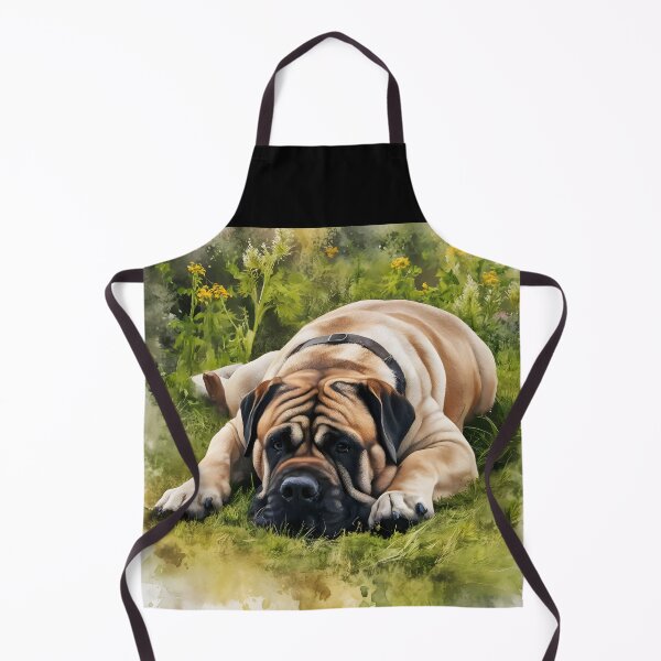Item preview, Beige Mastiff Dog in Wildflower Meadow – Cute Big Dog Illustration for Mastiff Lovers designed and sold by EmeraldeaArt.