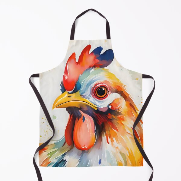 Item preview, Colorful Watercolor Chicken Portrait – Red & Blue Cute Hen Art for Chicken Moms designed and sold by EmeraldeaArt.