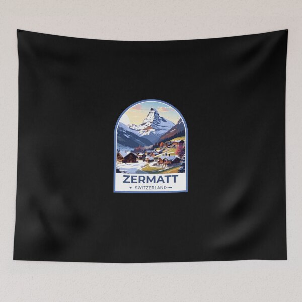 Item preview, A Vintage Travel Illustration of Zermatt - Switzerland Sticker designed and sold by TulipaGraphics.