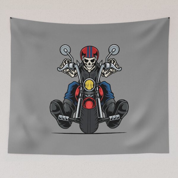 Item preview, Skeleton on a motorcycle gang member designed and sold by Joncasmiart.