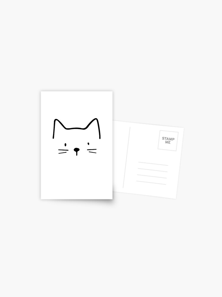 Carte Postale Dessin De Chat Minimaliste Par Ksuann Redbubble