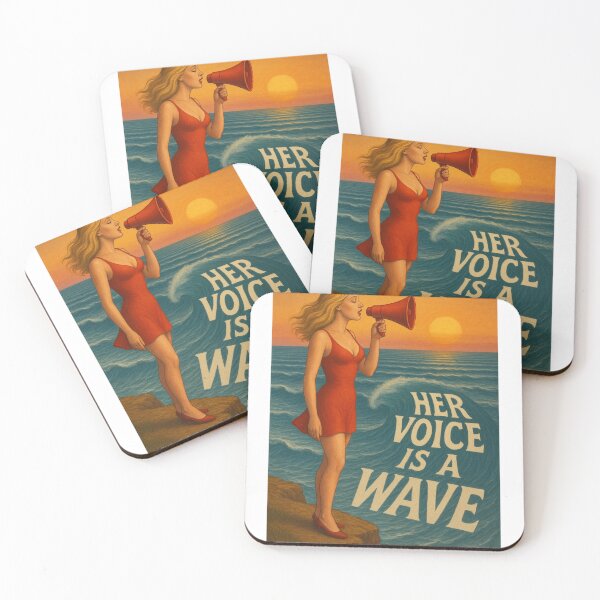 Item preview, Her Voice Is a Wave – Surreal Sunset Art Inspired by Guy Billout designed and sold by Lunaria Arts.