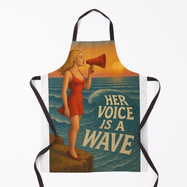 Item preview, Her Voice Is a Wave – Surreal Sunset Art Inspired by Guy Billout designed and sold by Lunaria Arts.