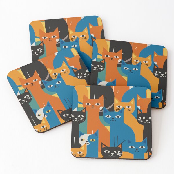 Item preview, Colorful Cat Pattern - Modern Pop Art Feline designed and sold by Timegraf.