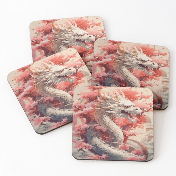 Item preview, White cherry blossom dragon in Japanese spring designed and sold by Daagath.
