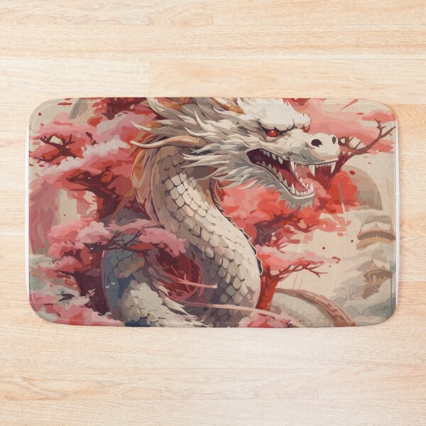 Item preview, White cherry blossom dragon in Japanese spring designed and sold by Daagath.