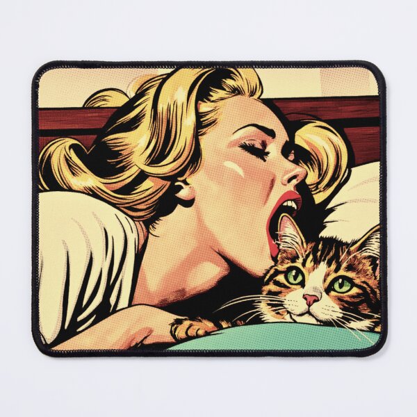 Item preview, 1960s Pastiche Cat Lovers Bedtime AI Pop Art "HUNGRY FOR KITTY" designed and sold by NickWhittleArt.
