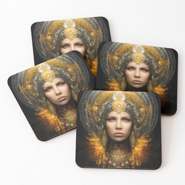 Item preview, Mystical Portrait with Golden Abstract Elements designed and sold by Artessie.