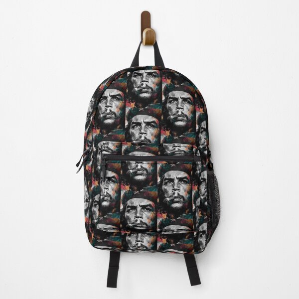 Item preview, Monochrome Resolve Meets Colorful Energy - Intense Guevara Portrait with Cigar and Abstract Accents designed and sold by OlfactoART Studio.
