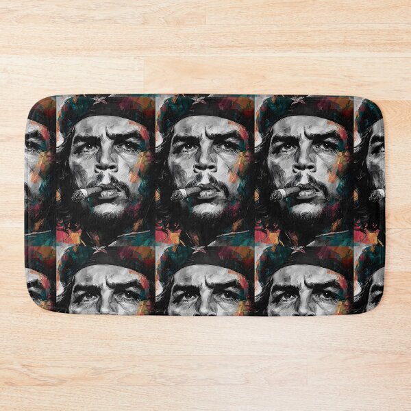 Item preview, Monochrome Resolve Meets Colorful Energy - Intense Guevara Portrait with Cigar and Abstract Accents designed and sold by OlfactoART Studio.