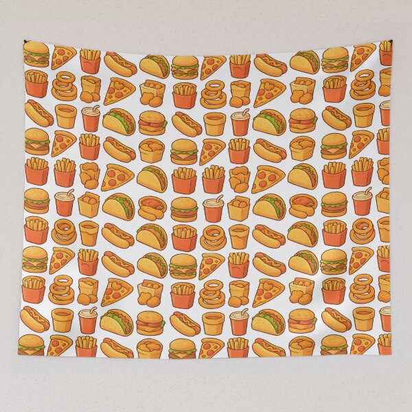 Item preview, Fast Food Fun Grid – Burgers, Fries, Pizza & More Pattern designed and sold by PosterFuel.