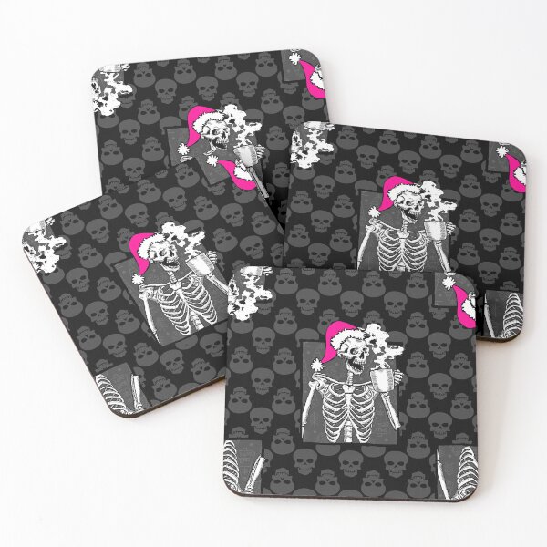 Item preview, goth black christmas skull coffee skeleton pink designed and sold by Gossip Rag.