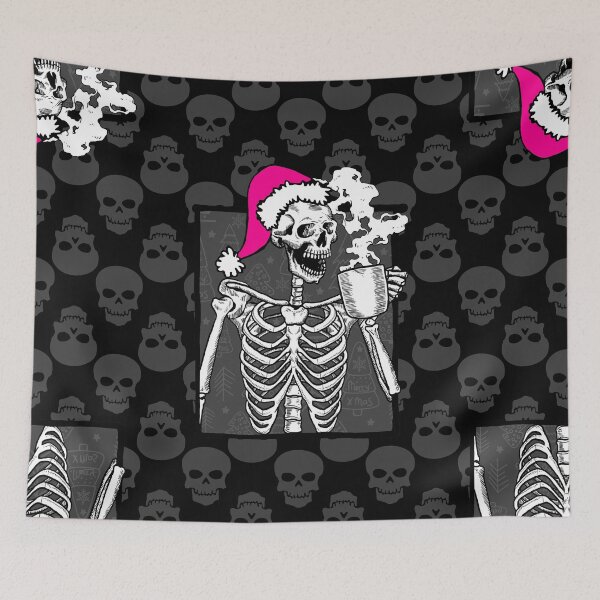 Item preview, goth black christmas skull coffee skeleton pink designed and sold by Gossip Rag.