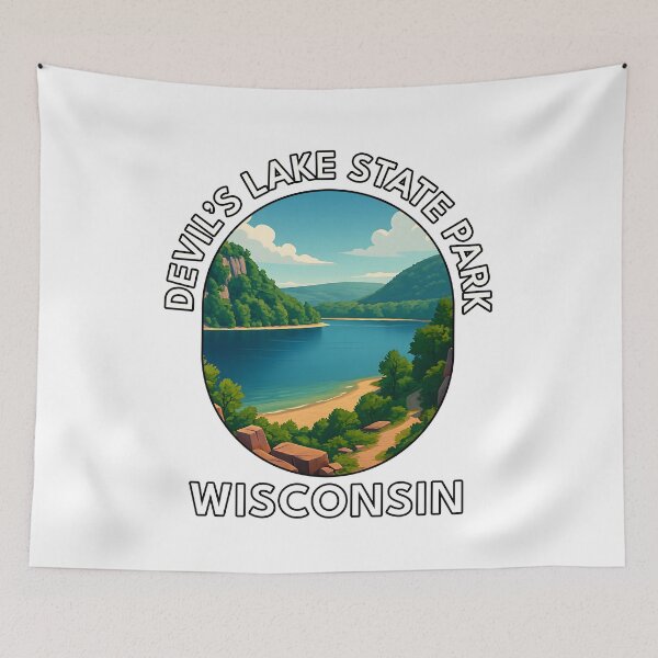 Item preview, Devil’s Lake State Park Wisconsin Travel Poster – Scenic Hiking & Nature Art designed and sold by inkNext.