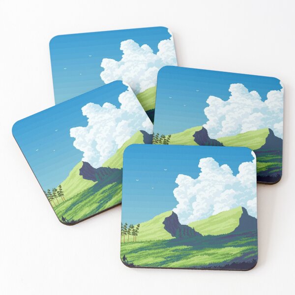 Item preview, Pixel Art Hiker in Rolling Hills — Peaceful Landscape Under Blue Sky designed and sold by darkskinbender.