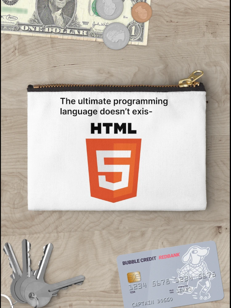 Thumbnail 3 of 4, Zipper Pouch, HTML, The Ultimate Programming Language designed and sold by TeePlusPlus.