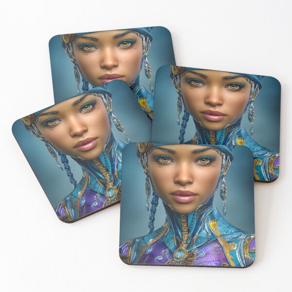 Item preview, Futuristic Cybernetic Woman in Blue Tones designed and sold by Artessie.