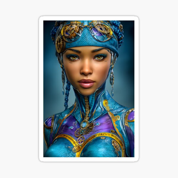 Item preview, Futuristic Cybernetic Woman in Blue Tones designed and sold by Artessie.