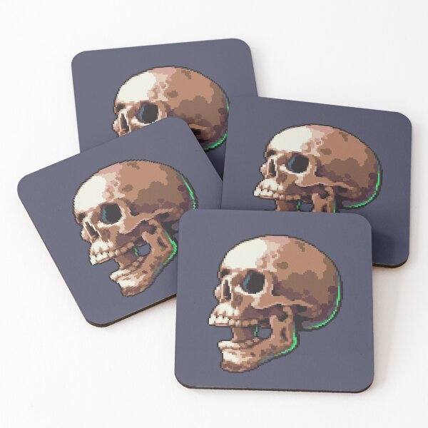 Item preview, Pixel Art Skull — Detailed Profile on Dark Blue Background designed and sold by darkskinbender.