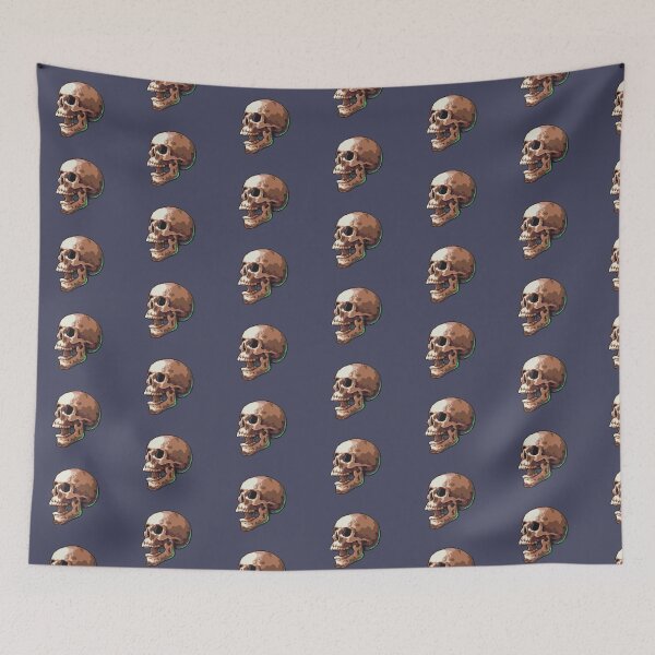 Item preview, Pixel Art Skull — Detailed Profile on Dark Blue Background designed and sold by darkskinbender.