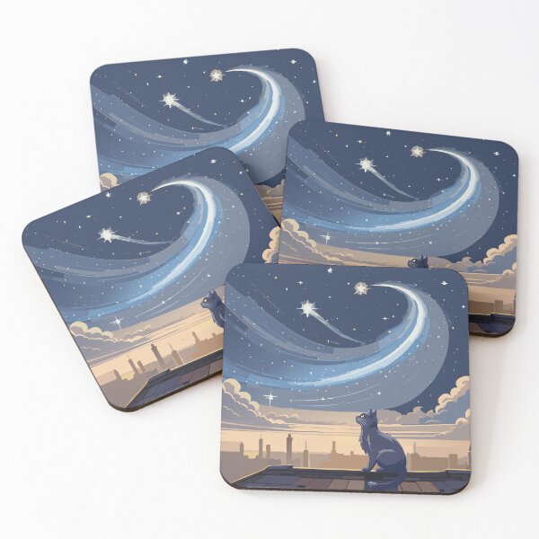 Item preview, A cat under a starry sky designed and sold by Wanderly Ways.
