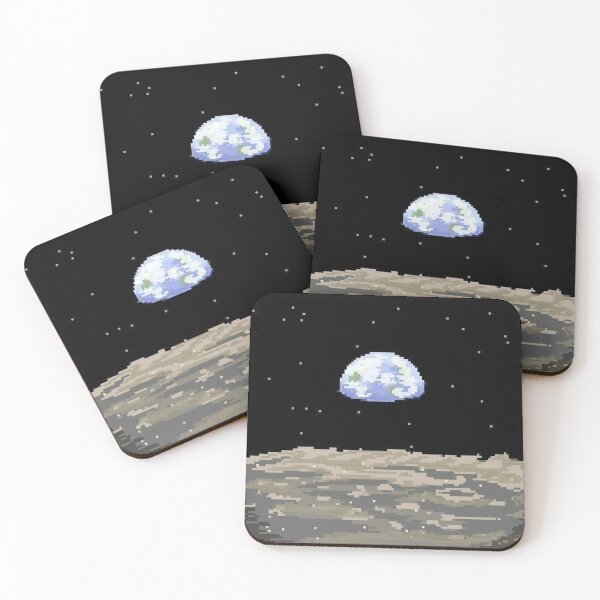 Item preview, Pixel Earth Above Moon Surface — Retro Space Scene designed and sold by darkskinbender.