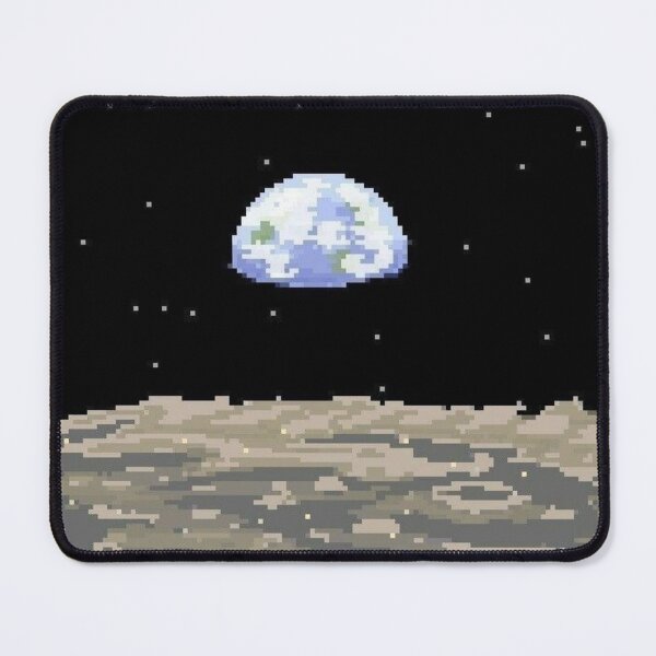 Item preview, Pixel Earth Above Moon Surface — Retro Space Scene designed and sold by darkskinbender.