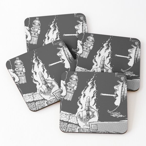 Item preview, Pixel Noir — Smoking Figure with Bottle (8-Bit Black & White Style) designed and sold by darkskinbender.