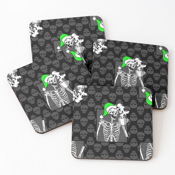 Item preview, goth black christmas skull coffee skeleton acid green designed and sold by Gossip Rag.