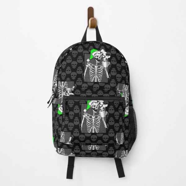 Item preview, goth black christmas skull coffee skeleton acid green designed and sold by Gossip Rag.