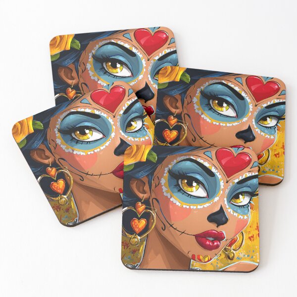 Item preview, Vibrant Día de los Muertos Inspired Art Portrait designed and sold by Artessie.