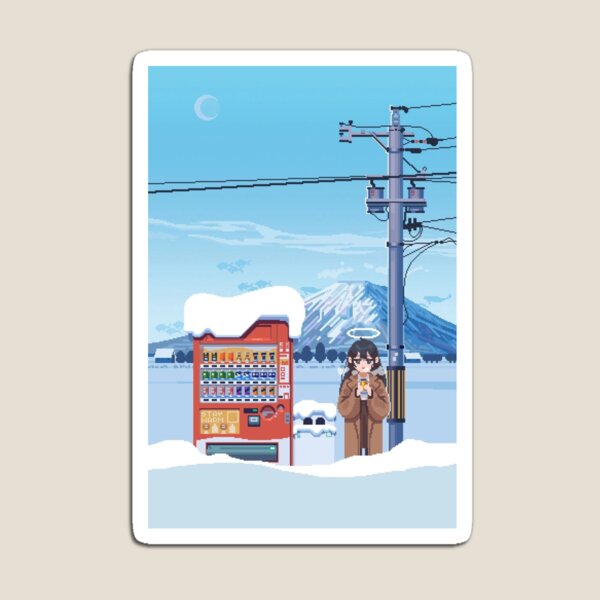 Item preview, Winter Vending Machine – Japanese Pixel Art Snow Scene designed and sold by darkskinbender.