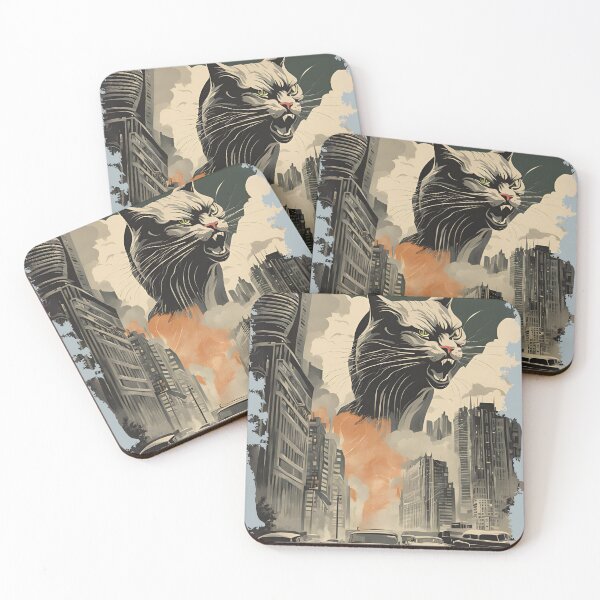 Item preview, Bad kitty hissing cat attacking city funny animal designed and sold by BigMRanch.