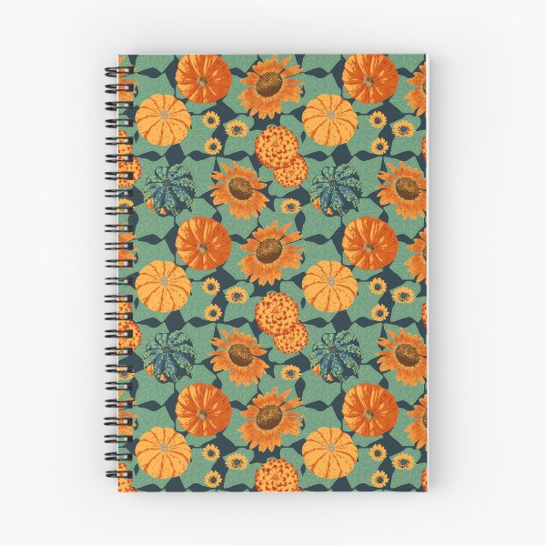Aperçu de l'œuvre Motif fleurs et citrouilles d'automne créée et vendue par ChromaticFrog.