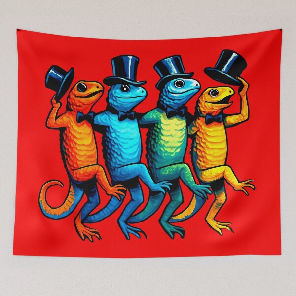 Item preview, Funny animals colorful dancing lizards reptiles vaudeville chorus line designed and sold by BigMRanch.