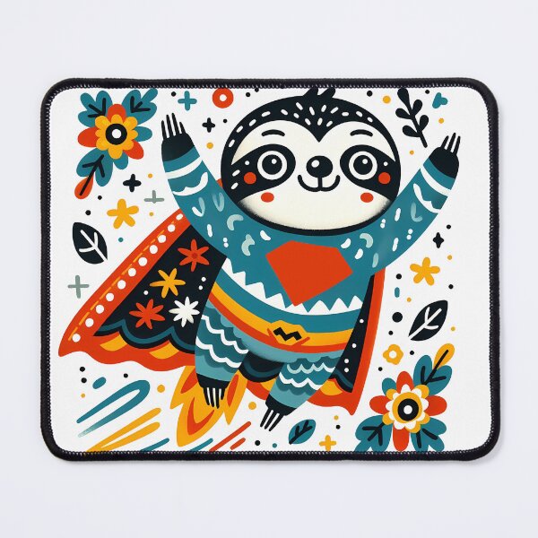 Item preview, Sloth: Superhero Sloth - Scandinavian Folk Art by heidiannemorris © designed and sold by FOLK ART FUSION by heidiannemorris.