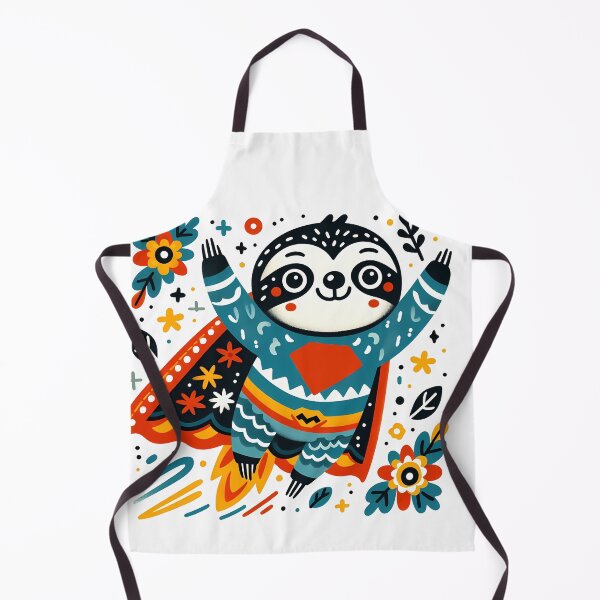 Item preview, Sloth: Superhero Sloth - Scandinavian Folk Art by heidiannemorris © designed and sold by FOLK ART FUSION by heidiannemorris.