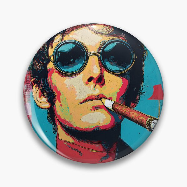 Item preview, Retro Swagger in Smoke - Stylish Man with Round Sunglasses and Cigar Against Vibrant Vintage Collage designed and sold by OlfactoART Studio.