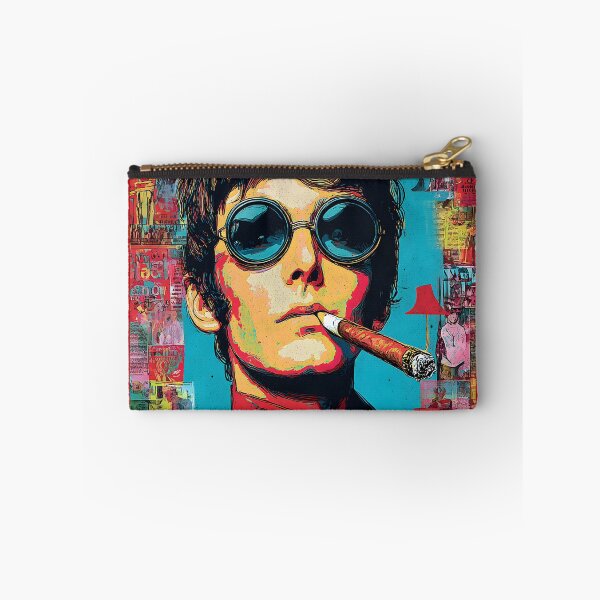 Item preview, Retro Swagger in Smoke - Stylish Man with Round Sunglasses and Cigar Against Vibrant Vintage Collage designed and sold by OlfactoART Studio.