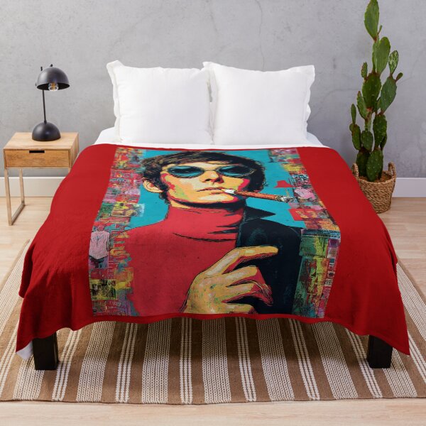 Item preview, Retro Swagger in Smoke - Stylish Man with Round Sunglasses and Cigar Against Vibrant Vintage Collage designed and sold by OlfactoART Studio.