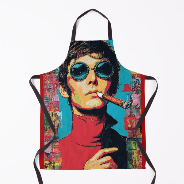 Item preview, Retro Swagger in Smoke - Stylish Man with Round Sunglasses and Cigar Against Vibrant Vintage Collage designed and sold by OlfactoART Studio.