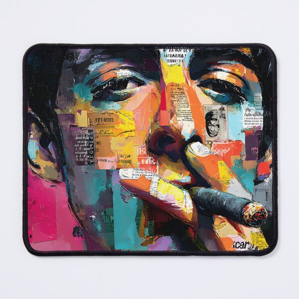 Item preview, Command the Canvas - Cigar Style Meets Urban Collage in Vivid Abstraction designed and sold by OlfactoART Studio.